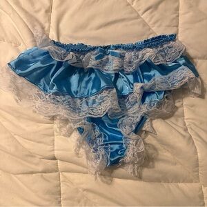 Blue Satin and Lace Shorts